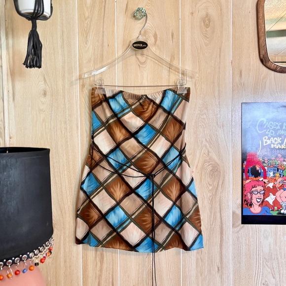 Vintage Women's Medium Charlotte Russe Stretch Mini Strapless Tube Dress 90s Y2K - Picture 3 of 9